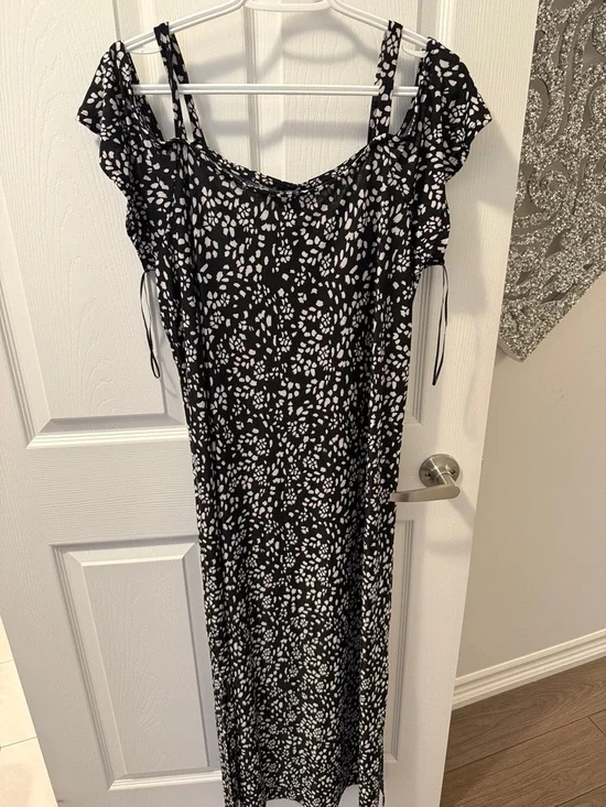 Black Dress with White Abstract Spot Print - Picture 1 of 1
